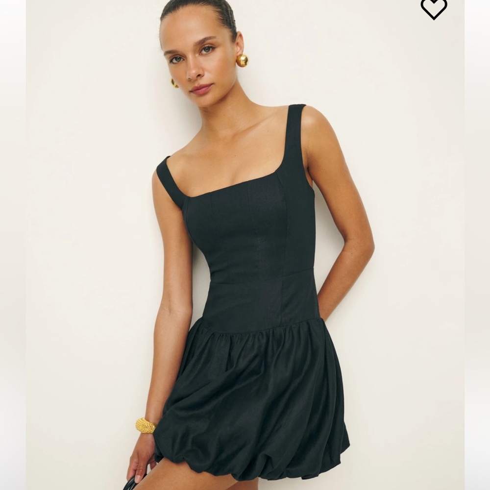 Reformation Delia Linen Dress in Black - size 6